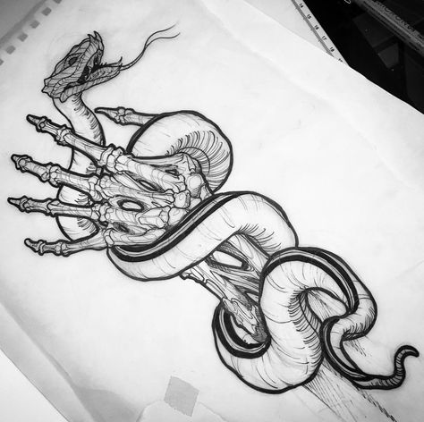 Tattoo art inspiration snake wrapped around skeleton arm Snakes Wrapping Around, Snake Wrapped Around Drawing, Skeleton Neotraditional, Holding Snake Drawing, Snake Wrapped Around Arm Drawing, Snake Wrapped Around Tattoo, Snake Wrapped Around, Snake Tattoo Wrapped Around Arm, Skeleton Arm Drawing