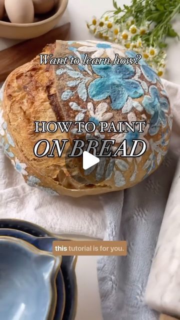 Rachel Enright on Instagram: "🌸 learn how to paint on your homemade sourdough 

💜 Thank you for the tutorial 
👉🏼📽️ @lovealldesignco" Painted Sourdough Bread, Sourdough Painting, Making Bread, Homemade Sourdough, Learn How To Paint, Sourdough Bread, Learn To Paint, How To Make Bread, How To Paint