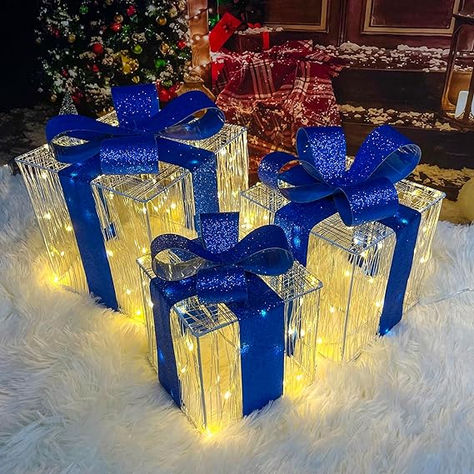 Christmas Decorations, Purtuemy Set of 3 Christmas Lighted Gift Boxes 140 LED Light up Xmas Present Ornament for Tree Indoor Outdoor Yard Holiday Door, Christmas Lights,Warm White, UL Plug, Click the affiliate link to get these before it is too late!! The decor you did not know you NEEDED. These made my whole set up come to life. Light Up Presents, Thanksgiving Home Decorations, Tree Indoor, Gift Boxes Decoration, Xmas Lights, Holiday Door, Lighted Ornaments, Decorating With Christmas Lights, Xmas Presents