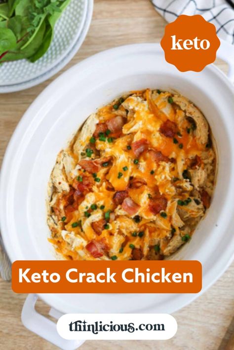 Five Star Crack Chicken - Thinlicious Thinlicious Recipes, Slow Carb Diet, Slow Carb, Keto Crockpot, Cooked Chicken Recipes, Cooking Chicken To Shred, Calorie Recipes, Lchf Recipes, Carb Foods