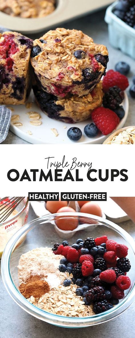 Berry Baked Oatmeal, Best Oatmeal Recipe, Berry Oatmeal, Baked Oatmeal Recipe, Baked Oatmeal Cups, Healthy Breakfast Muffins, Overnight Oat, Oatmeal Cups, Oatmeal Recipe