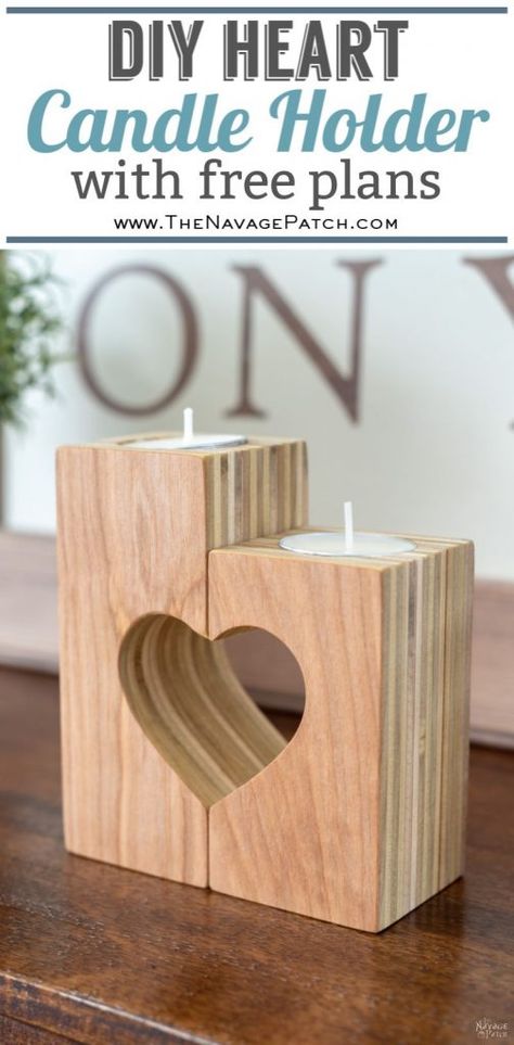 Candle Holders Diy, Diy Wooden Candle, Valentine Wood Crafts, Boys Valentines, Heart Candle Holder, Outdoor Wood Projects, Plywood Projects, Valentines Day Ideas, Candle Diy