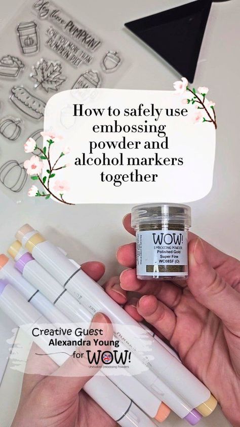 Did you know that colouring over heat embossed lines can damage alcohol markers? Since I love both heat embossing and alcohol marker colouring, I'm so happy there is a workaround to get beautiful embossed images coloured with alcohol markers! I can't take ant credit for this idea, I've seen lots of cardmakers do the same thing, but I wanted to make a video demonstrating this technique in case anyone else can learn from it! You can check out the WOW Embossing blog today to see the card I cr Ohuhu Alcohol Markers, Pumpkin Images, Heat Embossing, Types Of Colours, Embossing Powder, Color Techniques, Colouring Techniques, Alcohol Markers, Make A Video