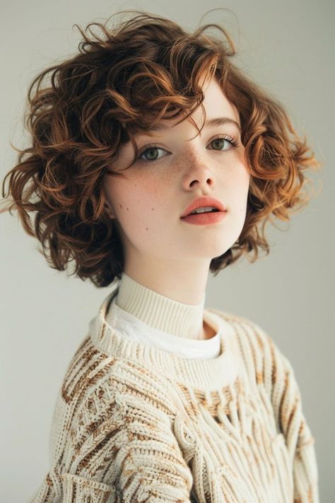 Face Frim Color Hair, Curly Ear Length Hair, Hair Reference Short, Ear Length Curly Hair, Chunky Bob Haircut, Honey Curly Hair, Women Face Reference, Jaw Length Hair, Short Hairstyle Women Curly