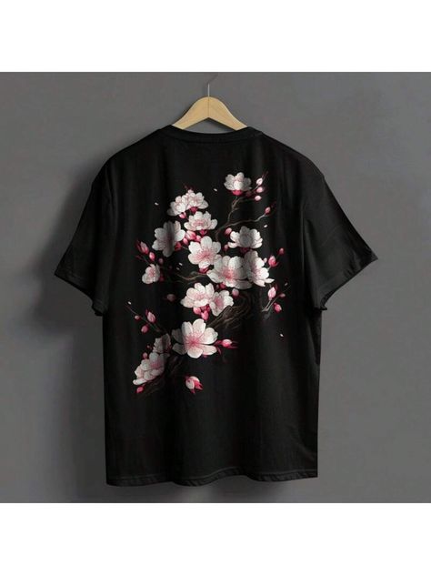 Sakura Branch Shirt  Harajuku  Japanese Streetwear  Plum Blossom T-Shirt  Y2K Top  Anime Shirt  Japanese Flower TshirtJapanese Shirt (1) Black Casual  Short Sleeve Knitted Fabric Animal,Plants,Random Print  Slight Stretch Spring/Summer/Fall Women Clothing, size features are:Bust: ,Length: ,Sleeve Length: