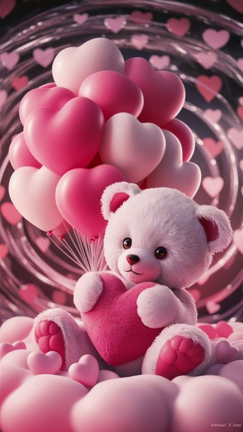 Beautiful Pink Wallpaper Iphone, Pink Teddy Bear Wallpaper, Teddy Wallpaper, Valentine Hearts Art, Flor Iphone Wallpaper, Cute Wallpapers For Android, Teddy Bear Pink, Teddy Bear Wallpaper, Iphone Dynamic Wallpaper