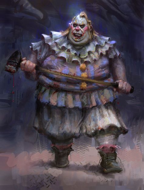 Scary Clown Character Design, Dnd Clown, Circus Character Design, Clown Character Design, Evil Carnival, Evil Circus, Goblin Dnd, Fantasy Circus, Marco Bucci