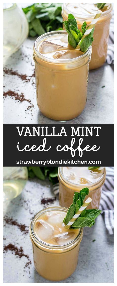 Crisp, cool and refreshing, this Vanilla Mint Iced coffee is made with a sugar free mint simple syrup, iced coffee and creamer.  It’s sure to liven up your taste buds! AD #icedcoffee #coldbrew #icecoffee #mintsimplesyrup #mintcoffee #beverages #drinks #coffeerecipes #coffeeaddict #coffeetime #coffee #icedcoffeerecipe Mint Iced Coffee, Strawberry Blondie, Mint Coffee, Mint Drink, Mint Simple Syrup, Cozy Drinks, Food Inspired, Mint Recipes, Coffee Tasting