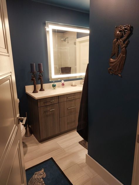 Navy And Tan Bathroom, Blue And Tan Bathroom, Tan Bathroom Ideas, Tan Bathroom, Blue Bathroom, Bathroom Ideas, Bathroom Decor, Navy, Blue