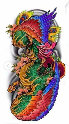 ငှက် Tattoo, Japanese Phoenix Tattoo Design, Tato Geisha, Japanese Phoenix Tattoo, Phoenix Bird Tattoos, Full Hand Tattoo, Koi Tattoo Design, Japanese Flower Tattoo, Dragon Tattoo Art