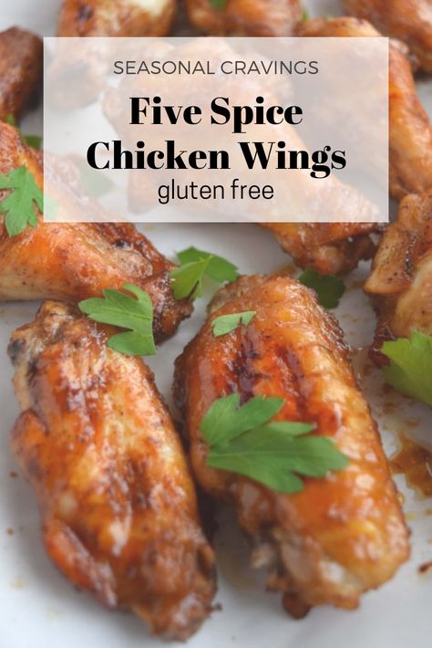 Recipes With 5 Spice Powder, Chinese Five Spice Recipe Dishes, Five Spice Chicken Wings, Chinese Five Spice Chicken, Gluten Free Wings, Five Spice Recipes, Spicy Chinese Chicken, Fodmap Meals, Chinese Chicken Wings