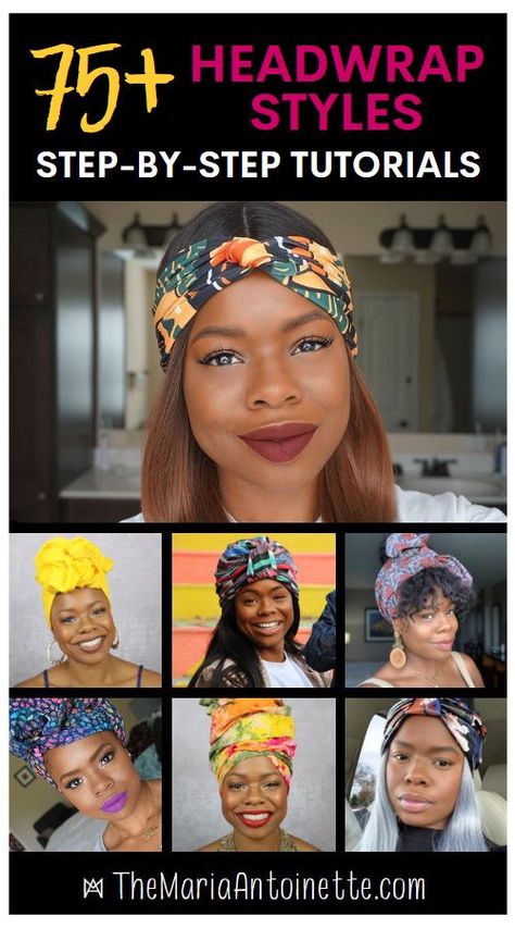 How to Tie a Headwrap 75+ different ways. Scarf Head Wrap Tutorial, Easy Natural Hair Styles, Head Scarf Tutorial, Headwrap Hairstyles, Headwrap Tutorial, Cute Natural Hairstyles, Head Scarf Tying, Natural Hair Styles For Black, Head Wrap Styles