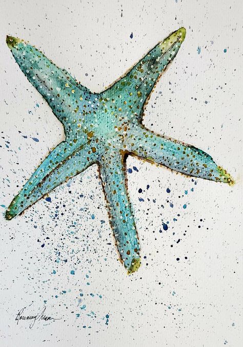 Starfish Watercolor Painting, Sea Star Painting, Sea Life Fine Art, Beach House Decor, Coastal Home Decor, Tropical Art. Star Fish Watercolor, Star Fish Painting Acrylic, Watercolor Sea Life, Star Fish Painting, Sea Organisms, Starfish Watercolor, Sealife Art, Star Watercolor, Watercolor Starfish