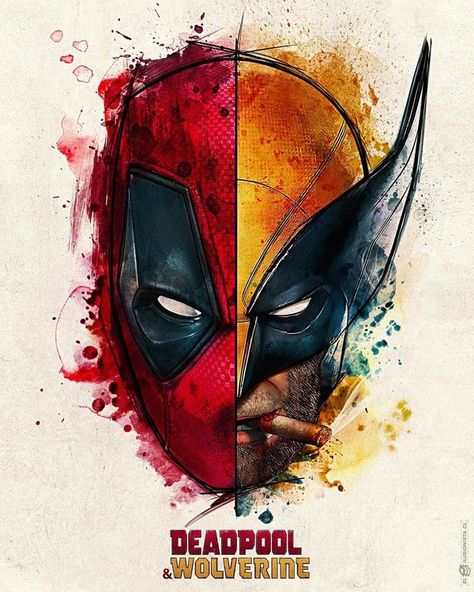 Looper Deadpool And Wolverine Painting, Deadpool Wolverine Art, Wolverine Painting, Deadpool And Wolverine Fan Art, Wolverine Tattoo, Wolverine Poster, Wolverine Comic Art, Tatto Sleeve, Deadpool Drawing