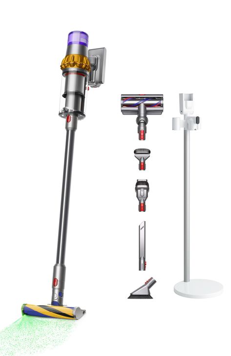 Dyson V15 Detect Complete Cordless Vacuum available at #Nordstrom Dyson V8, Dusting Brush, Floor Types, Run Time, Cordless Vacuum, Handheld Vacuum, Hard Floor, Deep Clean, 60 Minutes