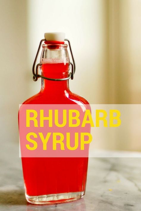 Rhubarb Syrup. A bright, tart, jewel-toned syrup that's perfect in soda and in cocktails. So easy to make. Gluten free, vegan. Rhubarb Drink, Rhubarb Simple Syrup, Desserts Drinks, Simple Syrup Cocktails, Simple Syrups, Roasted Rhubarb, Rhubarb Syrup, Homemade Soda, Strawberry Rhubarb Pie