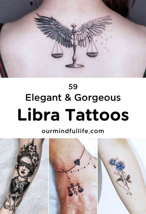 Libra Tattoo For Women Beautiful, Libra Angel Tattoo, Tattoos That Symbolize Balance, Male Libra Tattoo, Elegant Libra Tattoos, Libra And Capricorn Tattoo, Libra Leg Tattoo, Libra Thigh Tattoo, Libra Hand Tattoos For Women