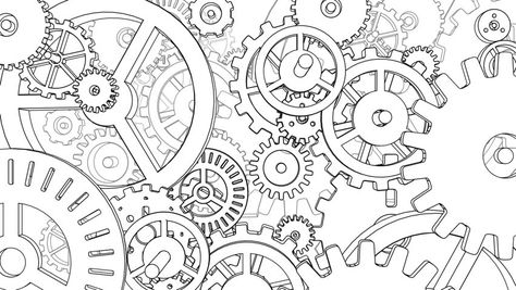 Clock Mechanism Drawing, Watch Mechanism Drawing, Mechanical Gears Drawing, Mechanical Art Drawing, Gear Sketch, Gears Drawing, Gears Illustration, Gear Drawing, Steampunk Drawing