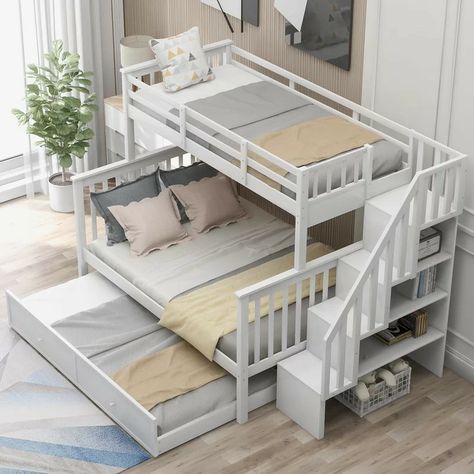 Bed For Girls Room, Girls Bunk Beds, Bunk Bed Rooms, Beds For Small Rooms, Low Bunk Beds, Bunk Beds Built In, Twin Over Full Bunk Bed, Full Bunk Bed, Bunk Rooms