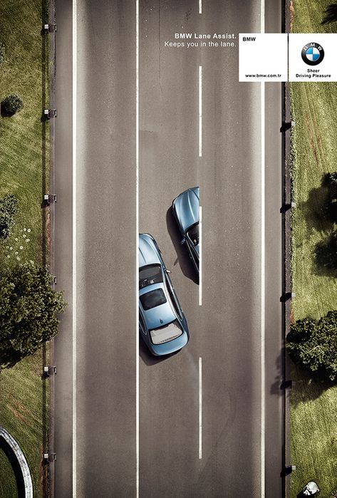 BMW Lane Assist on Behance Type Lockup, Car Advertising Design, Clever Advertising, Poster Advertising, 광고 디자인, Creative Advertising Design, Publicidad Creativa, Great Ads, Guerilla Marketing