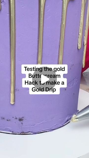 Liz Marek on Instagram: "Please don’t hate on my messy buttercream this was a TEST haha 🤣 original recipe from Erin Ecgb on TikTok 

I forgot to mention I put water ganache in the gold bag to create the drip and easy buttercream in the other bag to pipe and the gold coats the drip and buttercream as it comes out but still tastes good. The gold I use is from @trulymadplastics" Gold Ganache Drip Recipe, Gold Buttercream, Buttercream Drip, Best Royal Icing Recipe, Buttercream Techniques, Whipped Buttercream, Buttercream Piping, Cookie Cake Designs, Mini Bundt