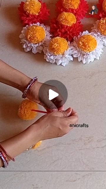 Handmade Toran Ideas, Flower Rangoli Designs Creativity, Toran Diy, Handmade Toran, Flower Toran, Mandir Decor, Macrame Toran, Flower Rangoli Designs, Puja Thali