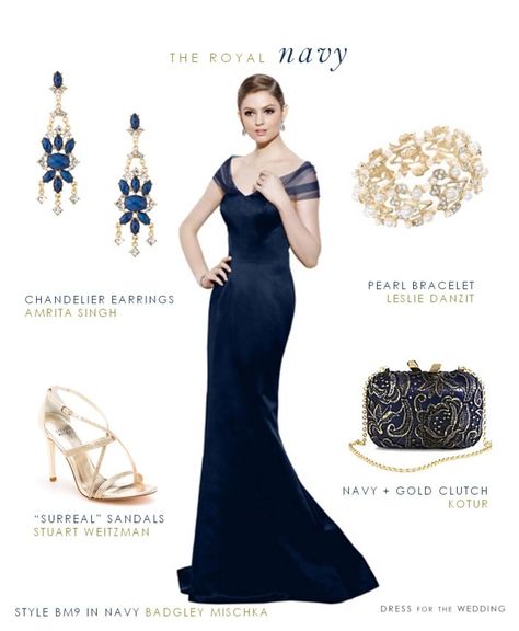 Navy Blue Gown for Mother of the Bride Navy Blue Dress Accessories, Navy Dress Accessories, Blue Dress Accessories, Navy Dress Outfits, Navy Formal Dress, Navy Blue Gown, Badgley Mischka Dress, Mother Of The Bride Gown, Navy Lace Dress