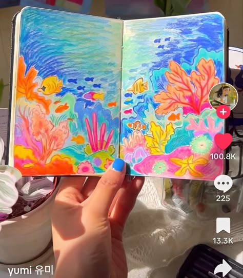 Sea Sketches, Seni Dan Kraf, Oil Pastel Art, Sketchbook Art Journal, Arte Inspo, Arte Sketchbook, Easy Watercolor, Drawing Easy, Dessin Adorable