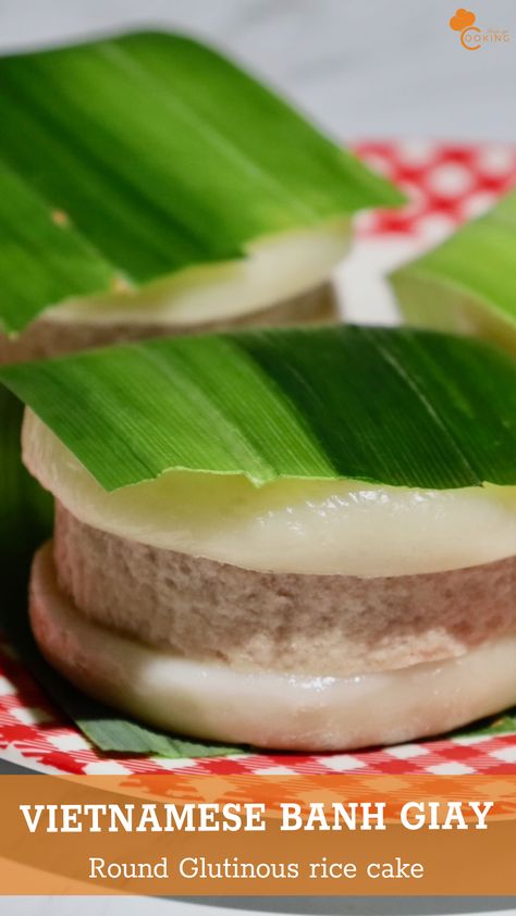 Vietnamese Banh Giay (Bánh Giầy) with Vietnamese Ham (Giò lụa) Filling Rice Flour Recipe, Vietnamese Vegetarian, Sticky Rice Cake, Special Dishes, Cooking Competition, Glutinous Rice Flour, Steamed Cake, Glutinous Rice, Bean Paste