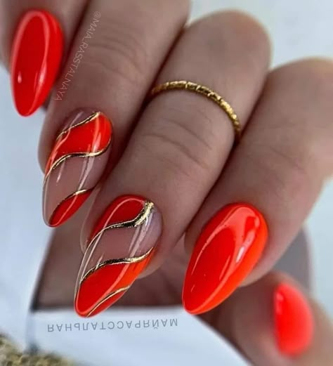 Uñas Color Coral, Fancy Nails Designs, Stylish Nails Designs, Ombre Nail Designs, Pretty Nail Art Designs, Glamorous Nails, Red Nail, Short Acrylic Nails Designs, Nail Designs Glitter