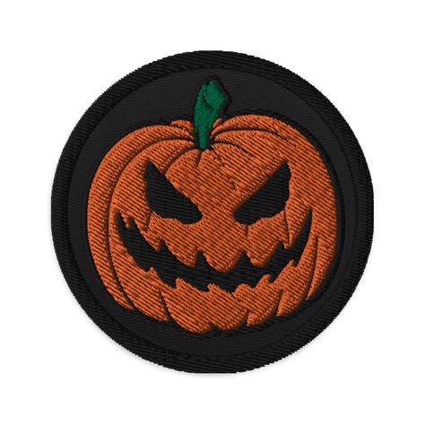 Spice up your outfit by adding an eye-catching embroidered patch. Thanks to its durable twill fabric, the patch is resilient to heat. Order it today and get ready to start embellishing! * 26% cotton, 74% polyester * 3″ (7.6 cm) in diameter * Attachment options: iron-on, sew-on, or safety pin * Blank product sourced from China This product is made especially for you as soon as you place an order, which is why it takes us a bit longer to deliver it to you. Making products on demand instead of in bulk helps reduce overproduction, so thank you for making thoughtful purchasing decisions! Diy Jeans Ideas, Scary Jack O Lantern, Halloween Patches, Spooky Pins, Patches Display, Vest Patches, Dc Comics Wallpaper, Handmade Patch, Jack O'lantern