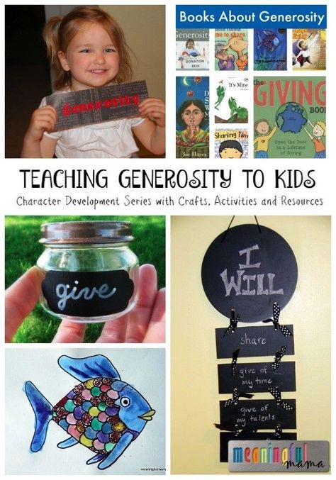 Teaching Generosity to Kids - Character Development Series with Crafts, Activities and Resources Teaching Generosity To Preschoolers, Generosity Crafts For Kids, Generosity Activities For Kids, Kindness Preschool, Generosity Activities, Family Alter, Teaching Character, Be Generous, Social Emotional Skills