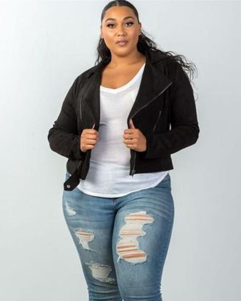 Asymmetric Faux Suede Jacket - Black Plus Size Rocker Chic Outfits, Plus Size Rocker Chic, Plus Size Rocker, Big Belly Outfits, Big Belly Outfits Plus Size, Rocker Chic Outfits, Edgy Plus Size Outfits, Belly Outfits, Edgy Plus Size