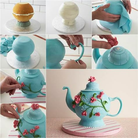 Torte Creative, Teapot Cake, Pot Cakes, Diy Edible, Bridal Tea Party, Torte Cupcake, Mothers Day Cake, Bridal Tea, Tea Party Birthday