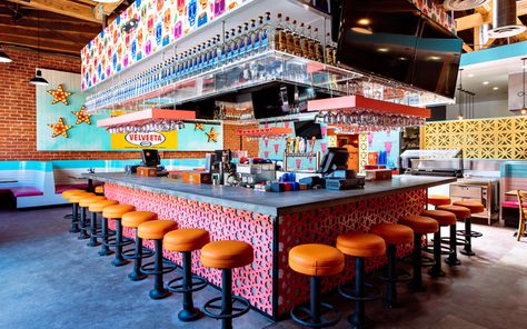 El Tejano in North Hollywood, California.  Designed by Jen Smith.  #restaurant #interiordesign #design #texmex Texmex Restaurant Design, Tex Mex Restaurant Design, Tex Mex Restaurant, Restaurants In Los Angeles, Best Restaurants In La, Colorful Patio, John Hancock, Design Restaurant, Bar And Restaurant