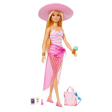 Barbie Illustration, Barbie Malibu, Beach Barbie, Barbie Beach, Barbie Summer, Bathing Costumes, Pink Swim, Barbie Hair, Sora Kingdom Hearts