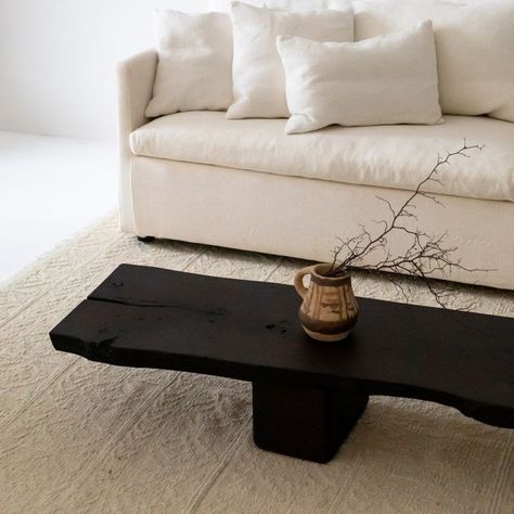 Diy Minimalist Coffee Table, Live Edge Coffee Table Living Room, Japanese Low Table, Japanese Coffee Table, Woven Basket Decor, Wabi Sabi Coffee Table, Rich Character, Japanese Table, Low Coffee Table