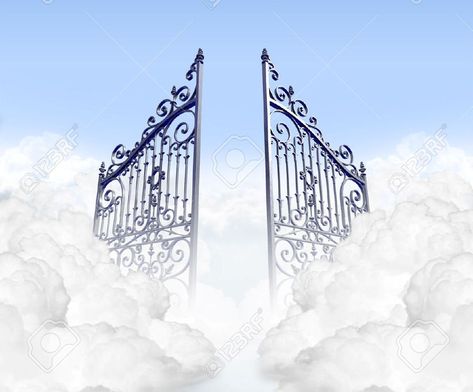 Gates Of Heaven Drawing, Heaven Drawing, Heaven Gates, Fancy Fence, Gate Pictures, Gates Of Heaven, Dove Tattoo Design, Biblical Tattoos, Stairs To Heaven