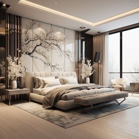 Interior Design Masterbedroom Modern, Luxury Hotel Master Suite, Cozy Modern Bedroom Ideas Elegant, Futuristic Interior Design Bedroom, Bedroom Inspirations Master Modern Luxury Elegant, Most Luxurious Bedrooms, Elegant Master Bedrooms Decor Modern, Luxury Hotel Room Bedroom Suites, Bedroom Ideas Luxury