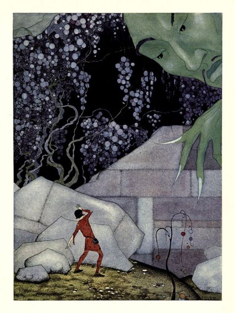 A part of the wall crumbled with a terrible noise, Genie of the Mount | Sterrett French Fairy Tales, Arte Inspo, Arabian Nights, Folk Tales, Vintage Art Prints, Henri Matisse, Waterproof Fabric, American Artists, Vintage Art