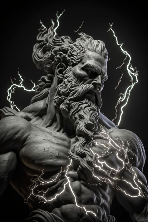 Zeus Greek, Greek Mythology Statue, Greek God Tattoo, Zeus God, Zeus Tattoo, Statue Tattoo, Ancient Greek Sculpture, Greek Mythology Tattoos, Greek Statues