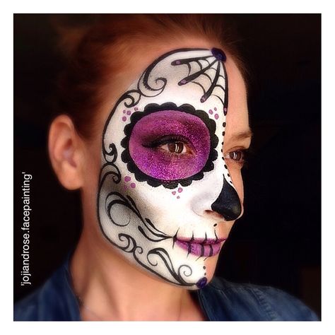 #halloween #sugar #skull www.instagram.com/jojiandrose.facepainting Sugar Skull Facepainting, Makijaż Sugar Skull, Halloween Maquillaje, Sugar Skull Face Paint, Skull Face Paint, Halloweenský Makeup, Sugar Skull Face, Dead Makeup, Sugar Skull Halloween