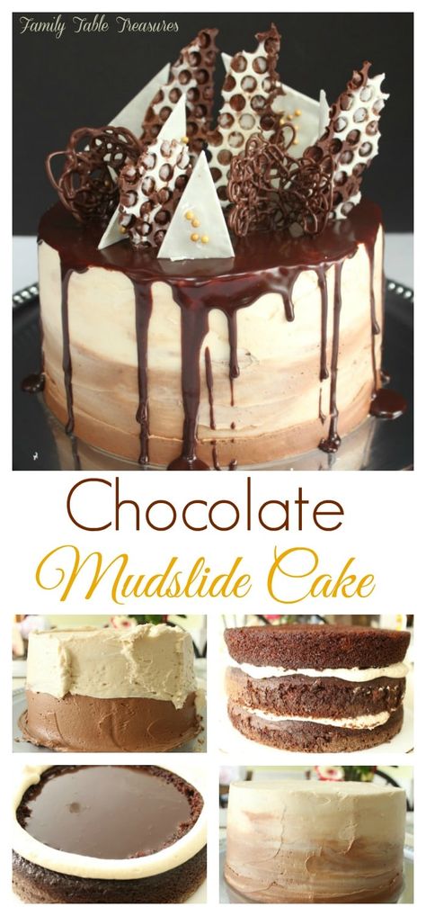 Mudslide Cake, Flavor Combos, Dark Chocolate Cake, Foodie Friday, Boozy Desserts, Dark Chocolate Cakes, Family Table, Bday Cake, Cake Board