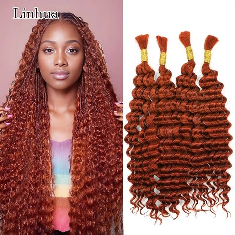 Knotless Braids 350, Ginger Color, Boho Knotless Braids, Deep Wave Human Hair, Boho Knotless, Bohemian Braids, Hair Braiding, Human Braiding Hair, Knotless Braids