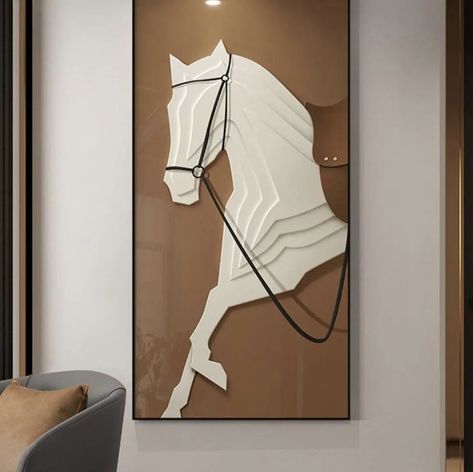 Home Entrance Painting, Entrance Painting, Horse Mural, Posters Painting, Horse Home, Elegant Horse, Diy Wall Art Decor, Horse Wall Art, Simple Living Room