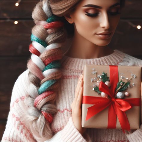 Fun Christmas Hair, Christmas Hair Color Ideas, Christmas Hair Color, Hair Dye Techniques, Temporary Hair Dye, Hair Color Options, Hair Color Unique, Subtle Highlights, Holiday Hair