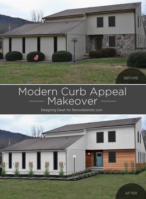 Colonial Curb Appeal, House Exterior Makeover, Modern Colonial House Exterior, Modern Curb Appeal, Exterior Curb Appeal, Modern Colonial House, Colonial Interior Design, Exterior Design Modern, Colonial House Exteriors