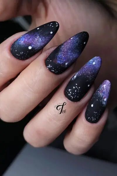 Nail Art Galaxy, Nails With Stars, Cosmic Nails, Galaxy Nail, Galaxy Nail Art, Unghie Sfumate, Space Nails, Galaxy Nails, Nails Prom