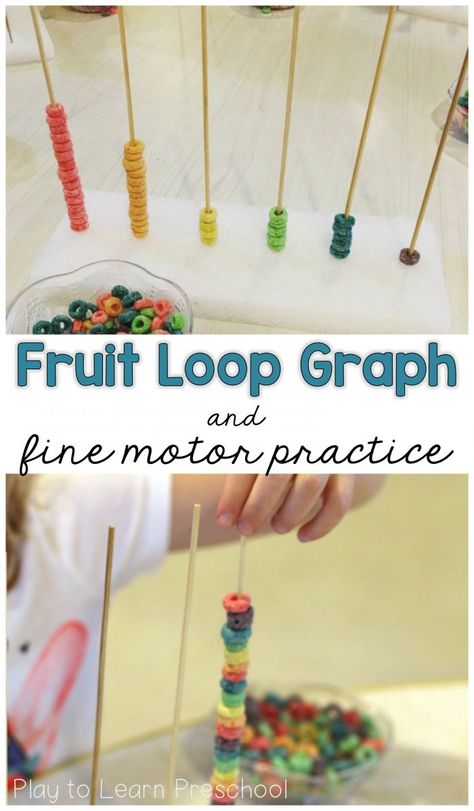 Use fruit loops to build hands-on graphs with young children. They can also use them to sort and pattern. Preschool Sorting, Play To Learn Preschool, Preschool Fine Motor Skills, Fine Motor Practice, Preschool Fine Motor Activities, Graphing Activities, Preschool Fine Motor, Pre K Activities, Fine Motor Skills Activities