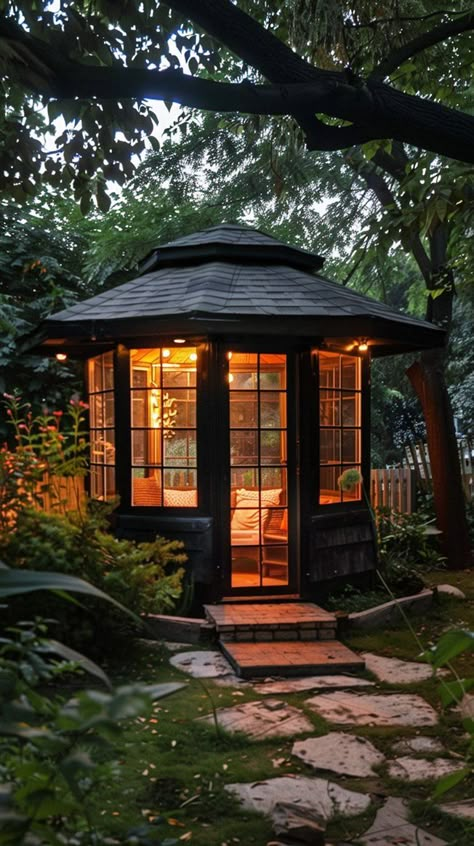 Gazebo Art, Outdoor Gazebo Ideas, Round Gazebo, Backyard Upgrades, Tree House Plans, Wooded Area, Gazebo Ideas, Outdoor Gazebo, Backyard Gazebo